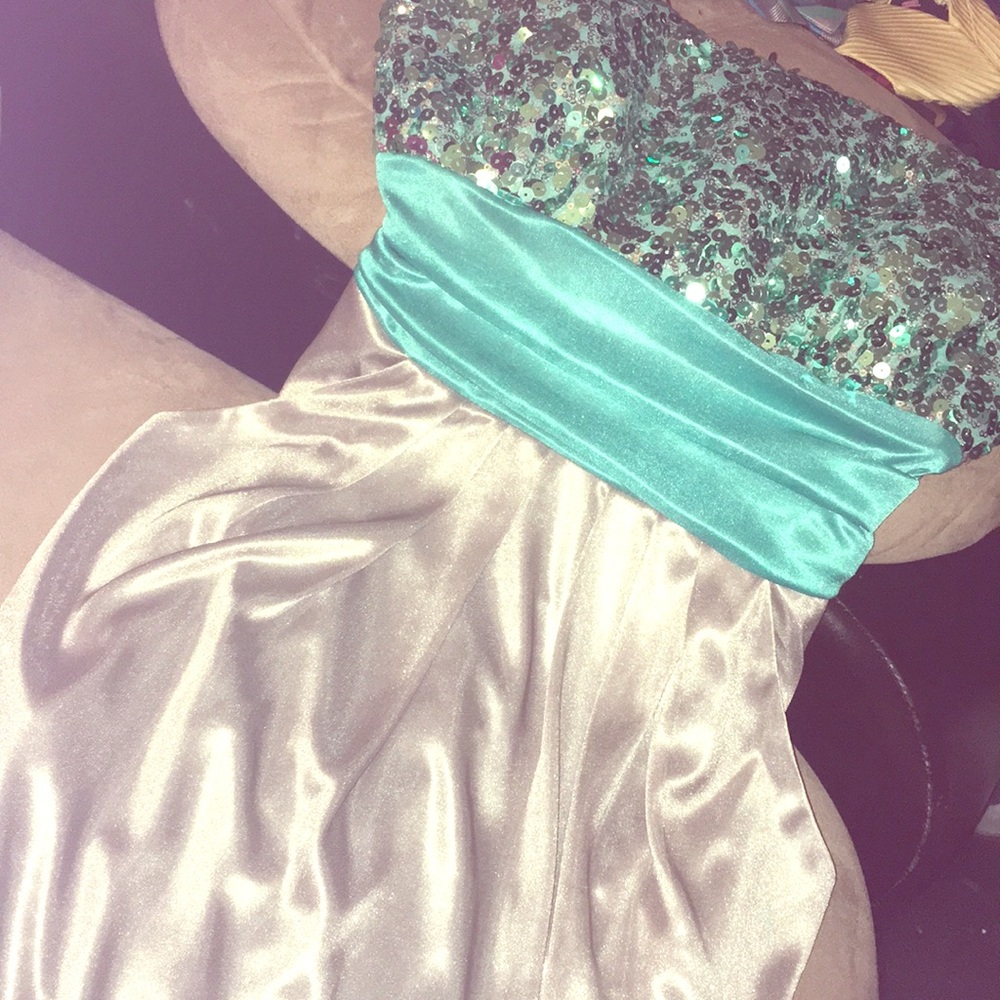Blue and Sliver homecoming dress